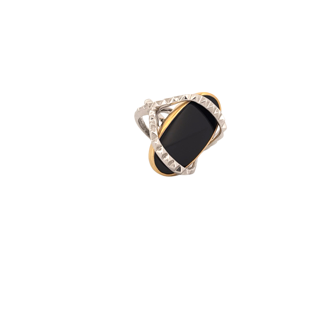 Karma Ring w/ Black Onyx Cabochon