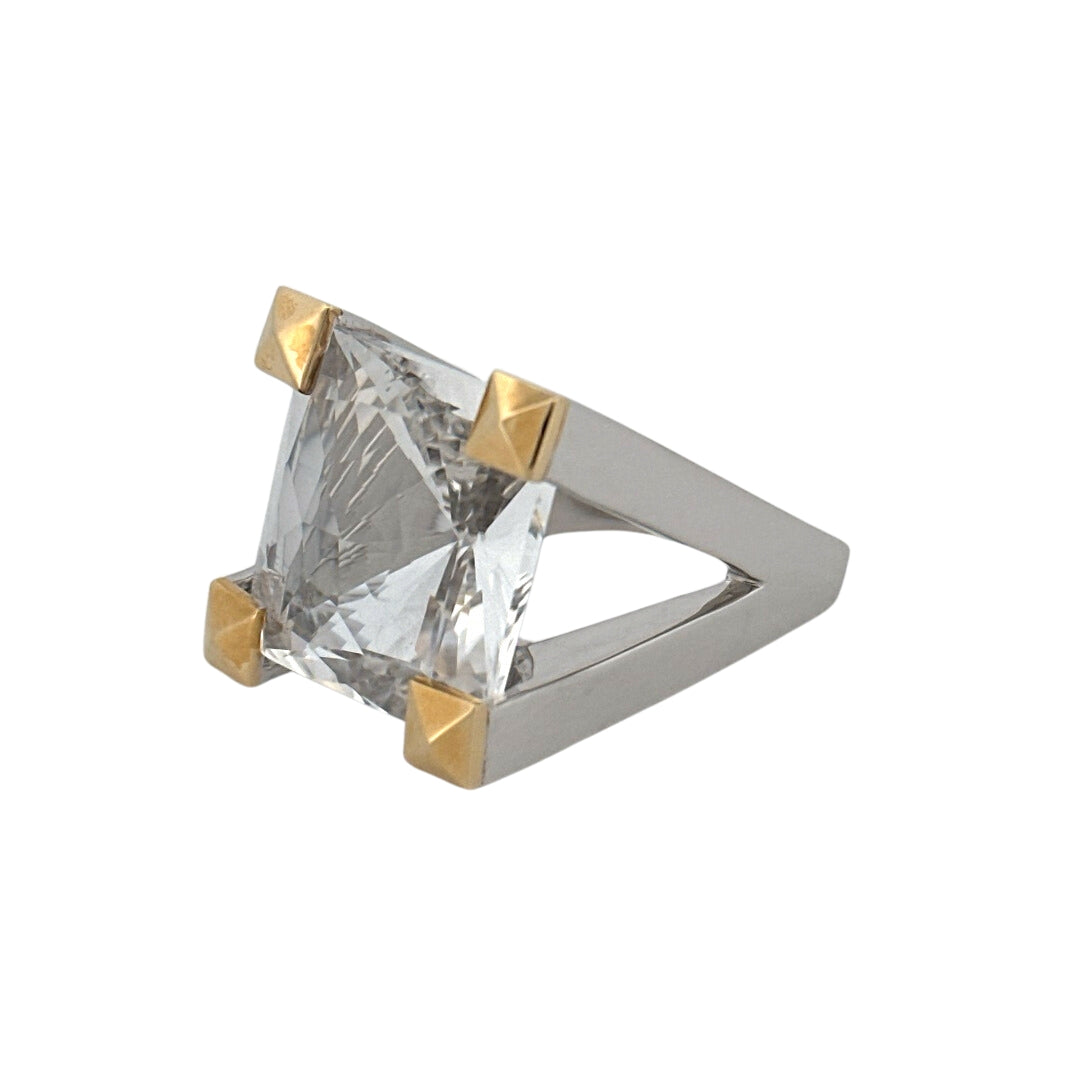 Renata Grande Ring w/ Faceted Clear Quartz