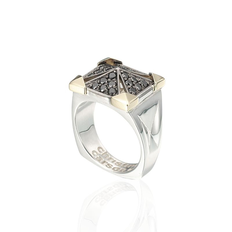 Avant Voir Ring in Sterling Silver and 18k w/ Black Diamonds