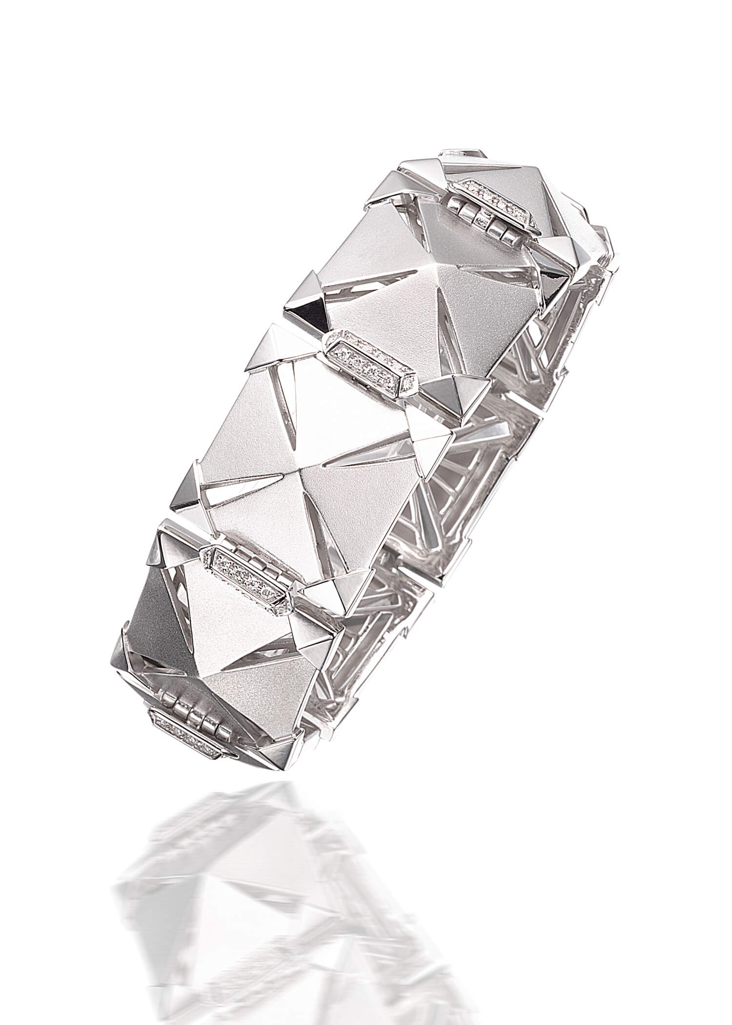 sterling silver hinge bracelet with white diamonds