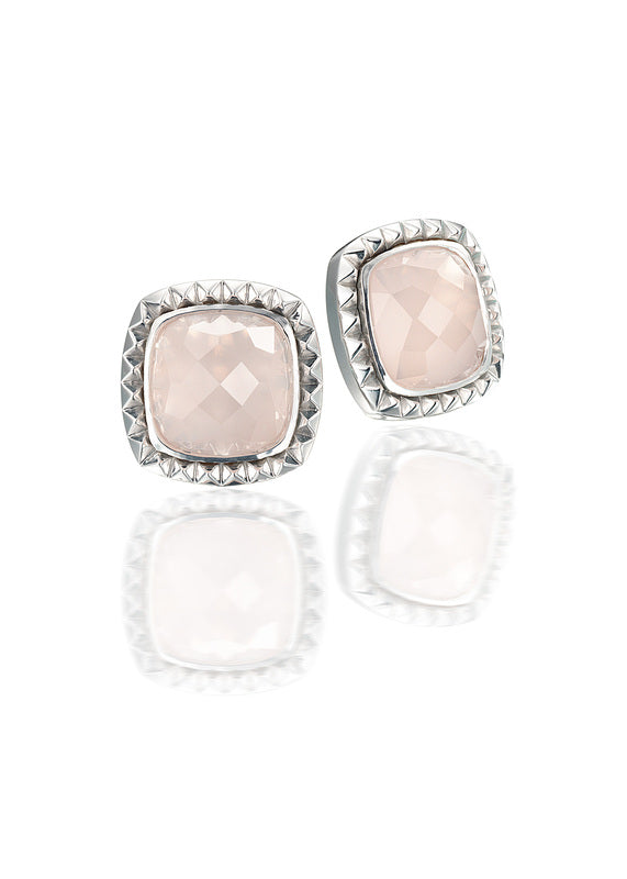 sterling silver earrings with faceted rose quartz