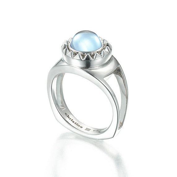 Sterling silver ring with blue topaz cabochon