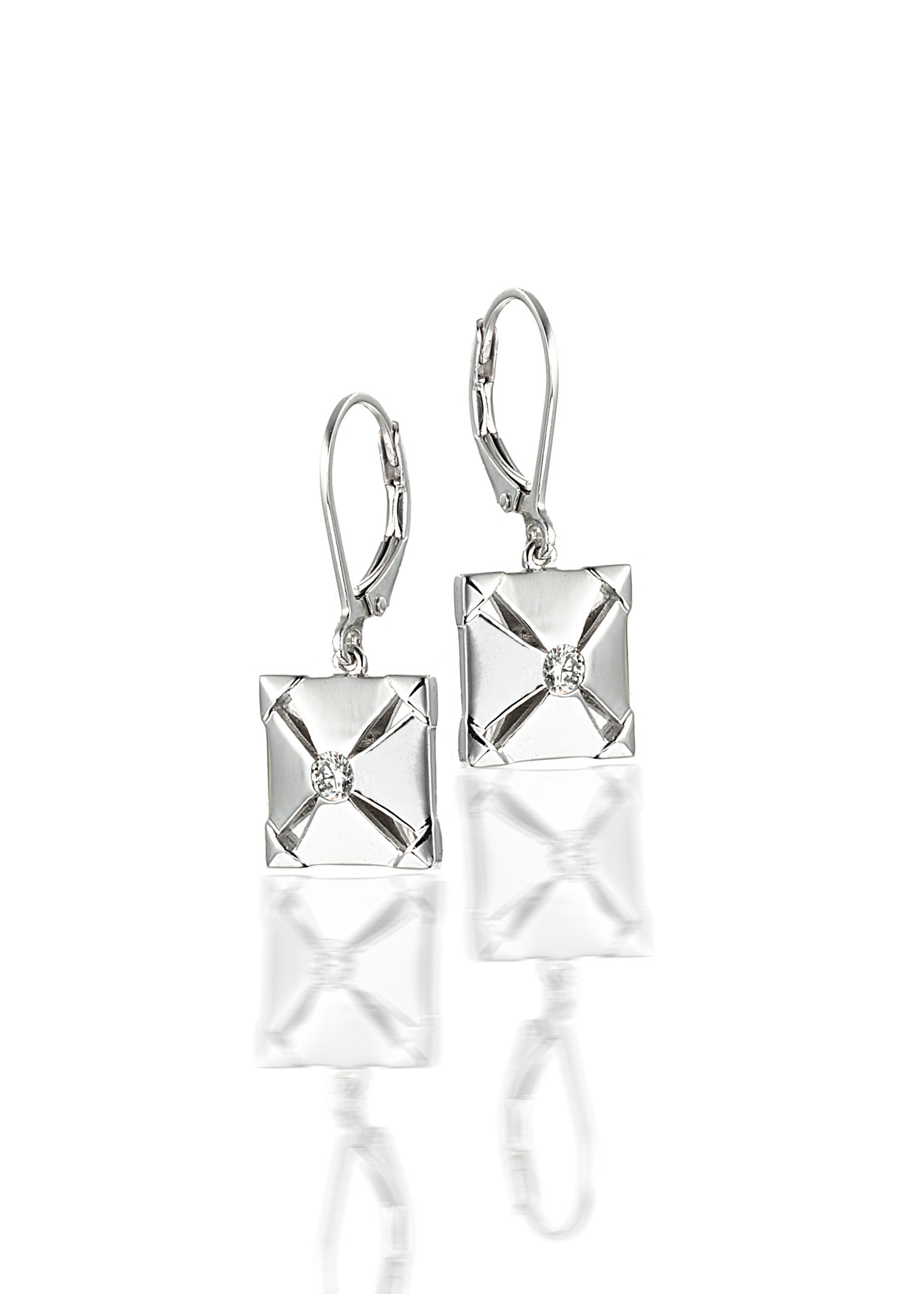 Jill Earrings in Sterling Silver w/ Diamonds
