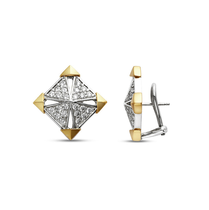 sterling silver and 18k earring with pave diamonds