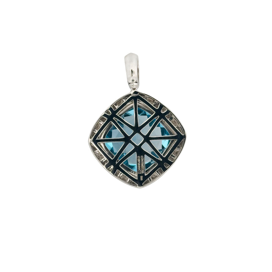 Dulce Grande Square Enhancer in Sterling Silver w/ Blue Topaz