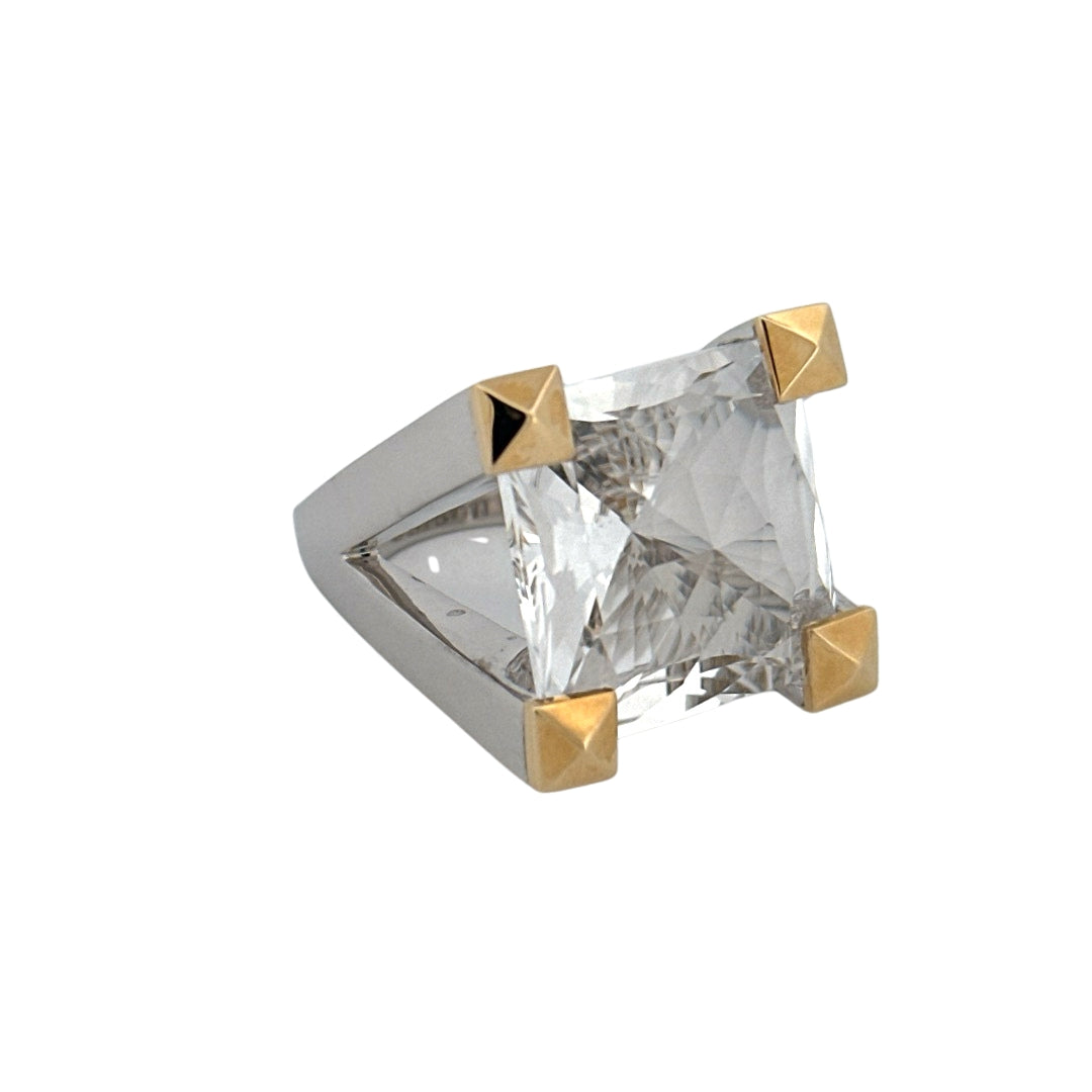 Renata Grande Ring w/ Faceted Clear Quartz