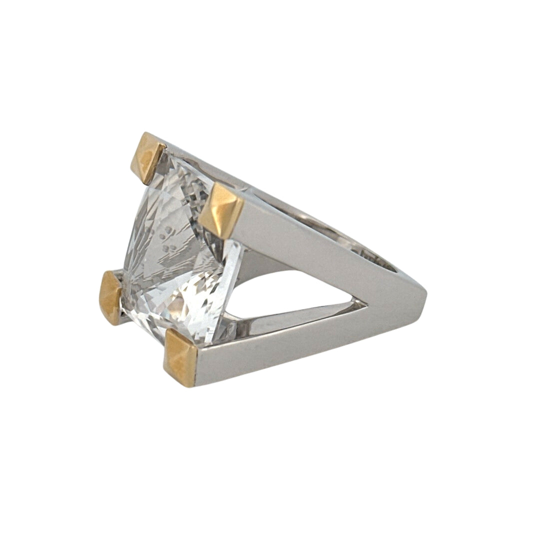Renata Grande Ring w/ Faceted Clear Quartz