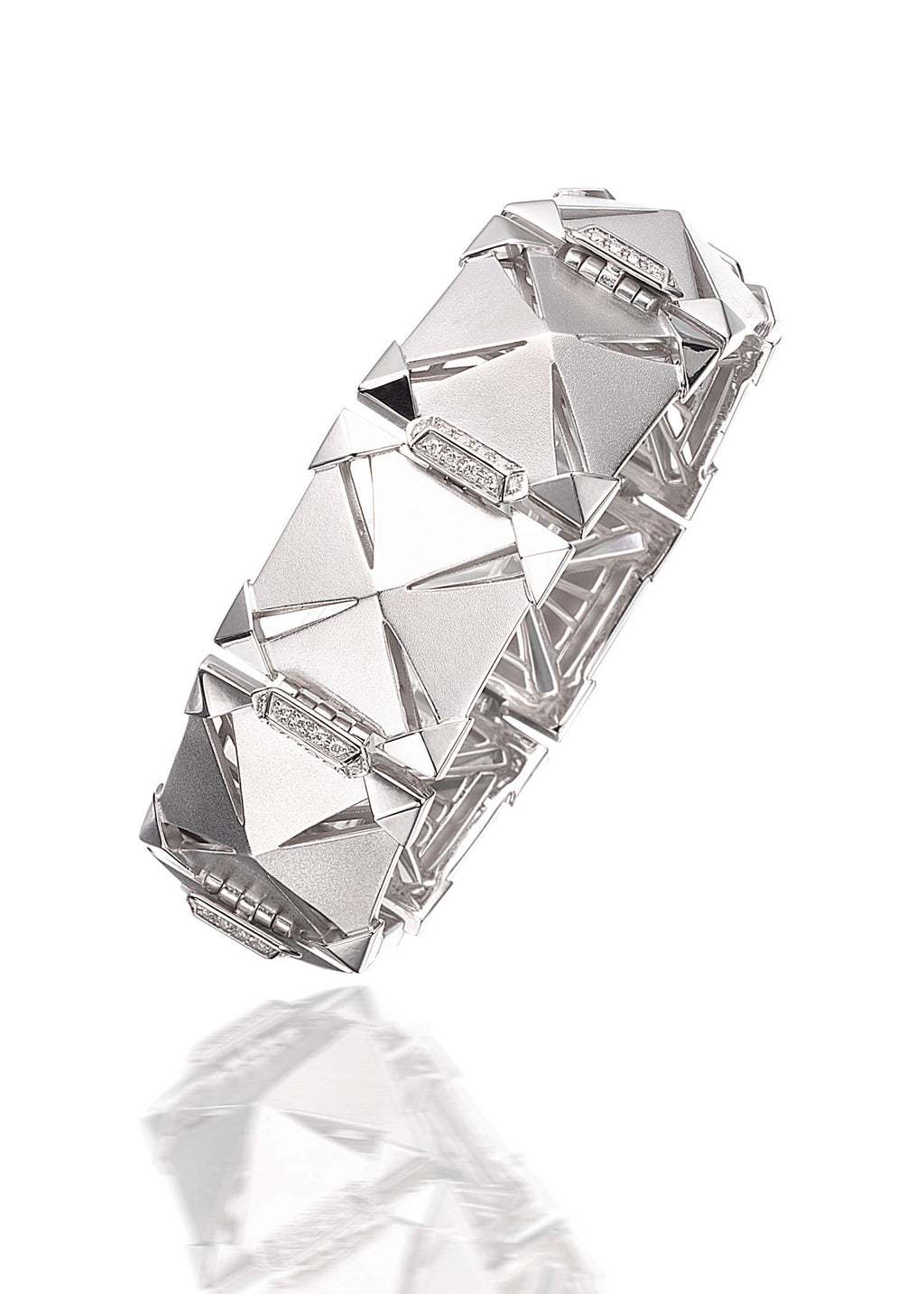 sterling silver hinge bracelet with white diamonds