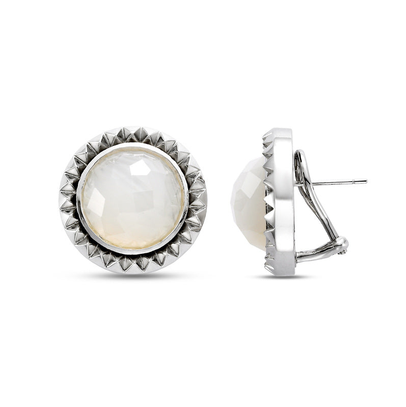 sterling silver earrings with faceted white agate