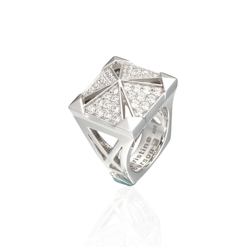 Avant Solide Ring in Sterling Silver w/ Pavé Diamonds