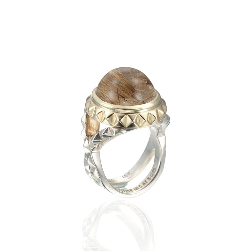 Aura Petite Ring w/ Rutilated Quartz Cabochon
